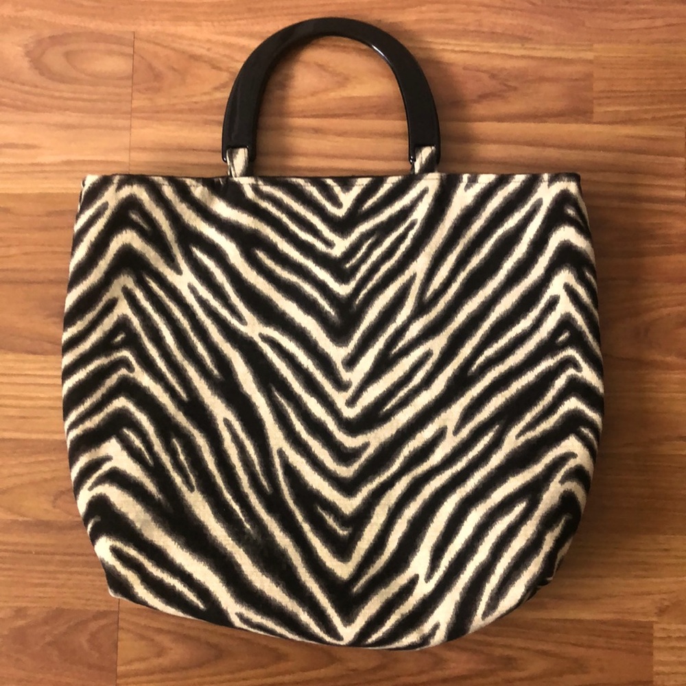 Reversible Brown Zebra Print Tote Handbag